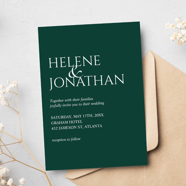 Modern Minimal Emerald Green Elegant Wedding Invitation (Modern Minimal Emerald Green Elegant Wedding Invitation)
