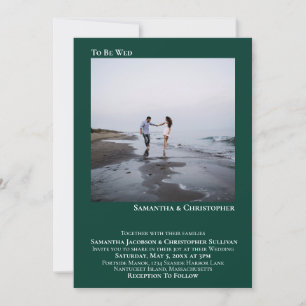 Modern Minimal Emerald Green Simple Photo Wedding Invitation