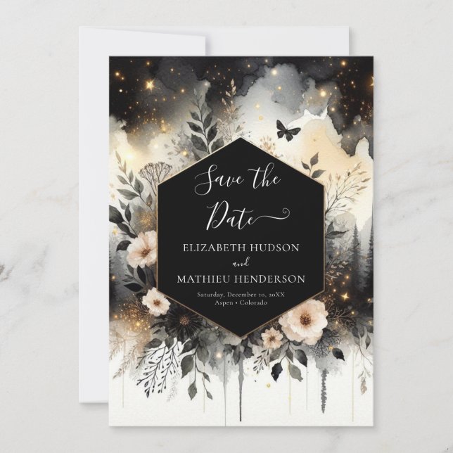 Modern Minimal Enchanted Forest Wedding Save The Date (Front)