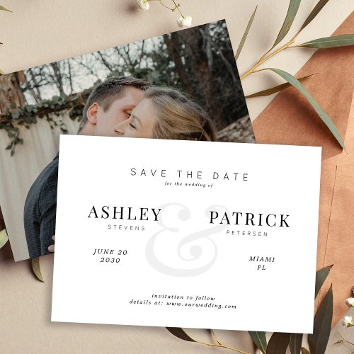 Modern minimal engagement photo wedding save the date