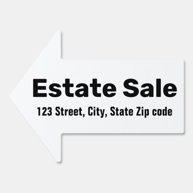 Modern Minimal Estate Sale Custom Address Sign (Front)