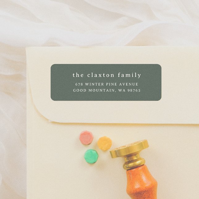 Modern & Minimal Family Name Green Return Address Label (Creator Uploaded)