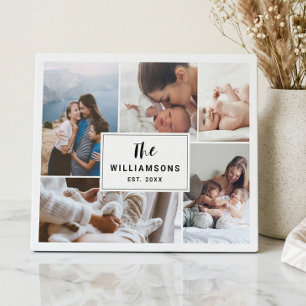 Modern Minimal Family Photo Collage Keepsake Plaque