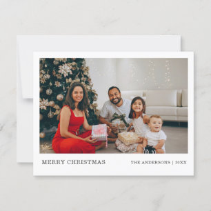 Modern Minimal Family Portrait Merry Christmas Holiday Card