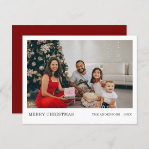 Modern Minimal Family Portrait Merry Christmas Holiday Card