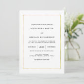 Modern Minimal | Faux Gold Border Wedding Invitation (Standing Front)