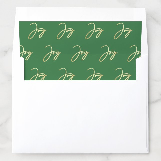 Modern Minimal Faux Gold Joy Christmas Holiday Envelope Liner (In Envelope)