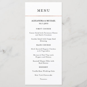 Modern Minimal Faux Rose Gold Border Menu