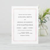 Modern Minimal | Faux Rose Gold Border Wedding Invitation (Standing Front)