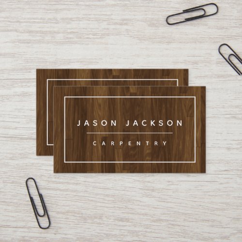 Modern Minimal Faux Wood Construction Business Business Card