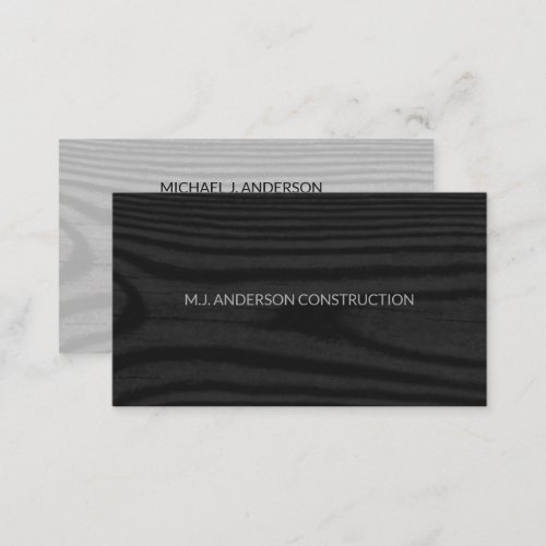 Modern Minimal Faux Wood Elegant Black and White Business Card