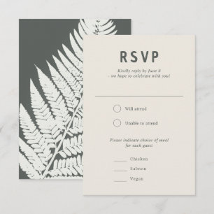 Modern Minimal Fern Botanical Woodland Wedding RSVP Card