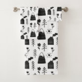 Modern Festive Black White Christmas Tree Pattern Bath Towel Set, Zazzle  in 2023