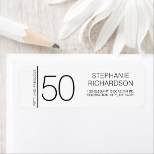 Modern Minimal Fifty and Fabulous 50th Birthday Label