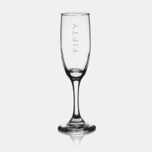 Modern Minimal Fifty Bold 50th Birthday Party Champagne Flute