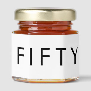 Modern Minimal Fifty Bold 50th Birthday Party Honey Jar Favors