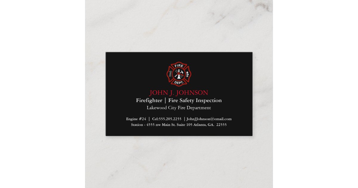 Modern Minimal Firefighter | Fire Inspector Business Card | Zazzle.com
