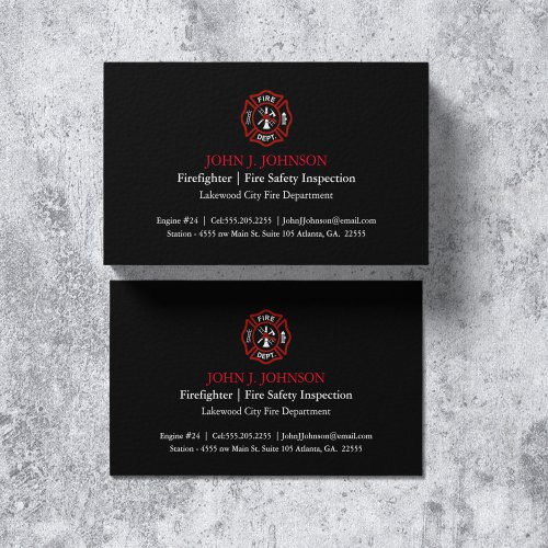 Modern Minimal Firefighter  Fire Inspector Business Card