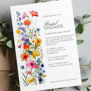 Modern Minimal Floral Detail Wedding Bridal Shower Invitation