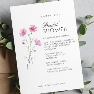Modern Minimal Floral Detail Wedding Bridal Shower Invitation