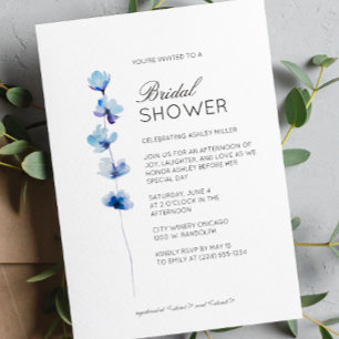 Modern Minimal Floral Detail Wedding Bridal Shower Invitation