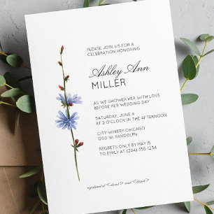Modern Minimal Floral Detail Wedding Bridal Shower Invitation