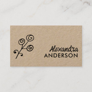 Modern Minimal Floral Kraft Script Business Card