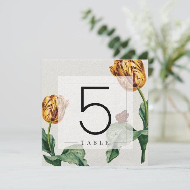 Modern Minimal Floral Tulip Table Numbers (Standing Front)