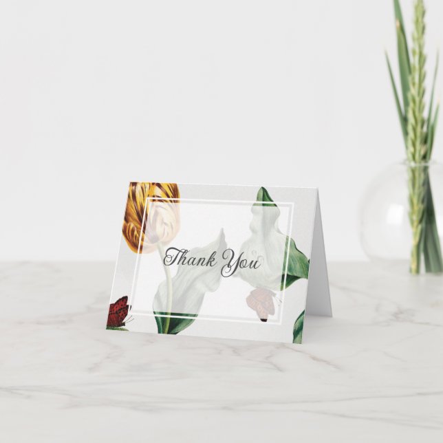 Modern Minimal Floral Tulip  Thank You Card (Front)