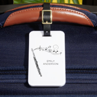 Modern Minimal Flute Black & White Monogram Luggage Tag