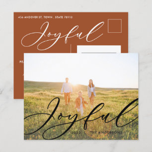 Modern minimal foliage 1 photo script elegant holi holiday postcard