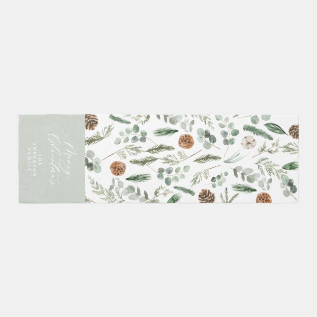 Modern minimal foliage Christmas elegant script Runner (Front)