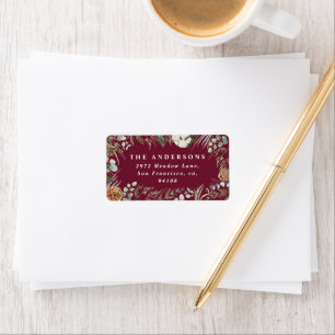 Modern minimal foliage winter burgundy foliage label