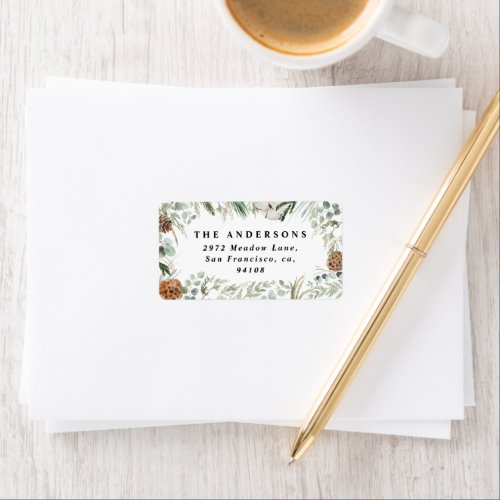 Modern minimal foliage winter green blue foliage label