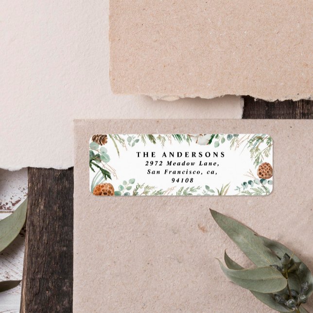 Modern minimal foliage winter green blue foliage label (Creator Uploaded)