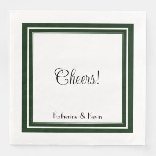Modern Minimal Forest Green White Wedding  Paper Dinner Napkins