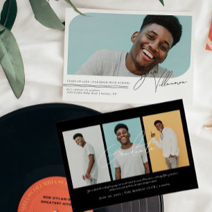 Modern Minimal Four Photo Graduation Invitation