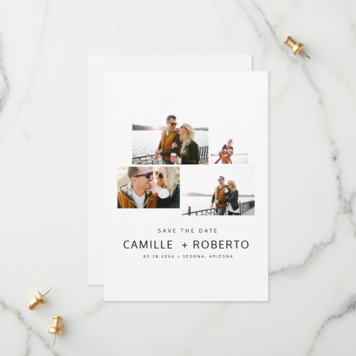 Modern  Minimal Four Photo Layout Save The Date