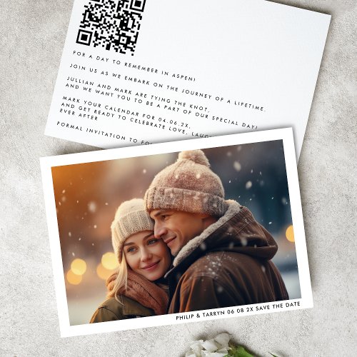 Modern Minimal Frame Photo QR code Wedding Save The Date