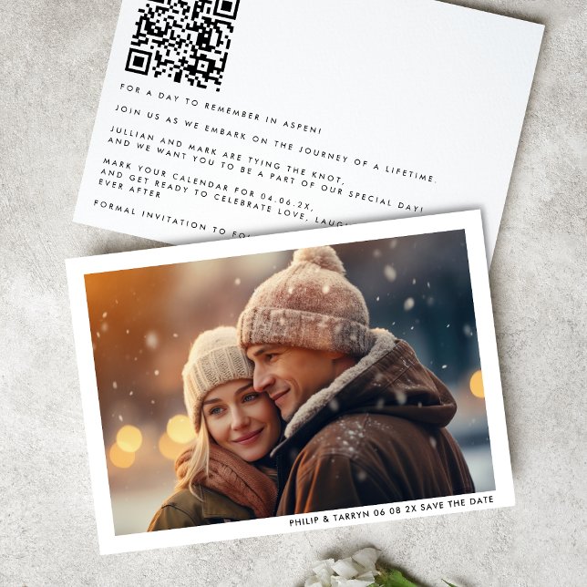 Modern Minimal Frame Photo QR code Wedding Save The Date (Creator Uploaded)