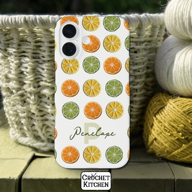 Modern Minimal Fresh Crochet Citrus Slices Name  Case-Mate iPhone Case (Creator Uploaded)