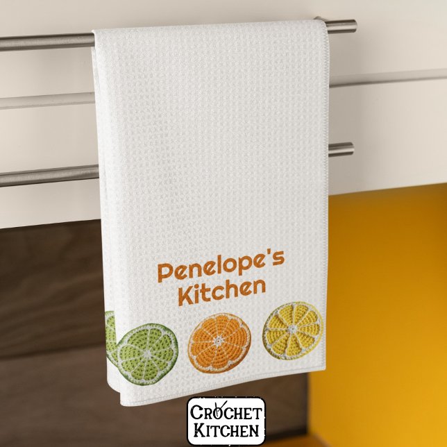 Modern Minimal Fresh Crochet Citrus Slices Name  Kitchen Towel (Creator Uploaded)