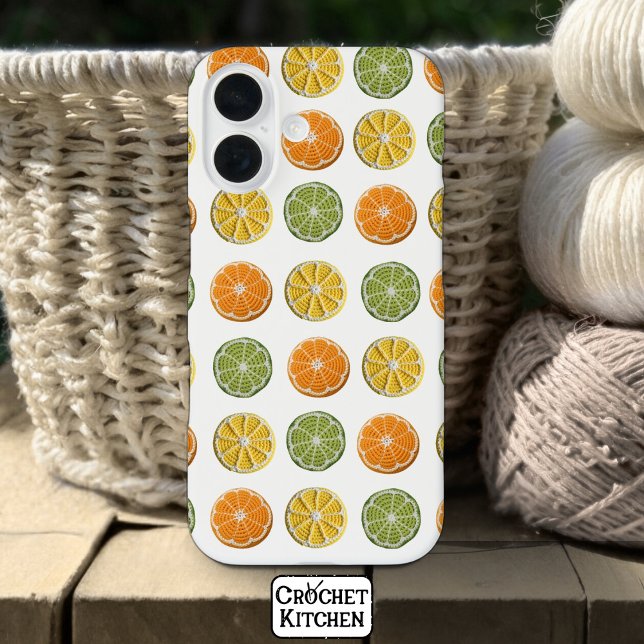Modern Minimal Fresh Crochet Citrus Slices Pattern Case-Mate iPhone Case (Creator Uploaded)