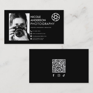 Modern Minimal Front Logo Photography Photo Business Card