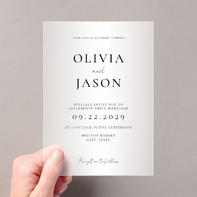 Modern Minimal Frosted Wedding Acrylic Invitations (Insitu (Handheld))