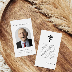 Modern minimal Funeral Memorial Prayer Photo Card