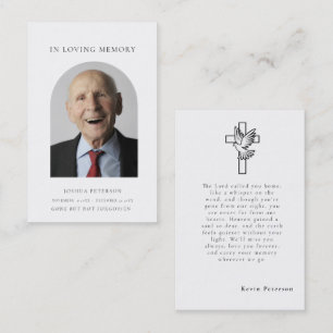 Modern minimal Funeral Memorial Prayer Photo Card