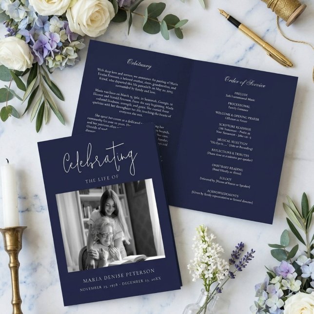 Modern Minimal Funeral Obituary Order of Service Program (Creator Uploaded)