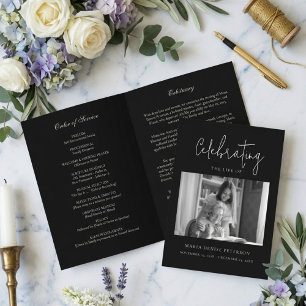 Modern Minimal Funeral Obituary Order of Service Program