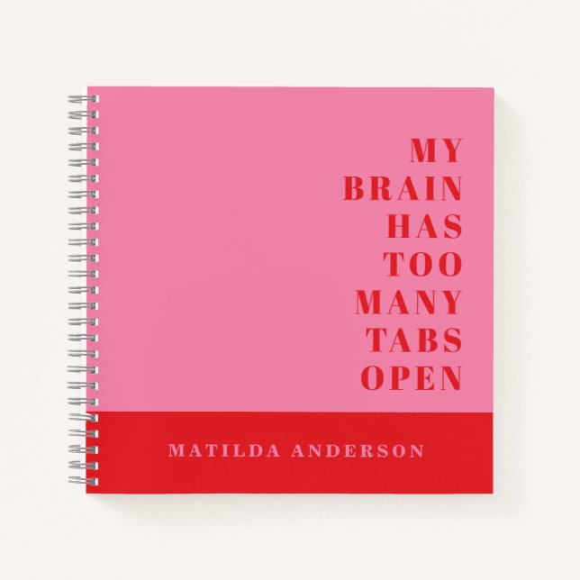 Modern minimal funny red, pink typography journal (Front)